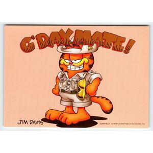 Garfield Postcard G' Day Mate Australian Jim Davis Comic Orange Tabby Cat 1978